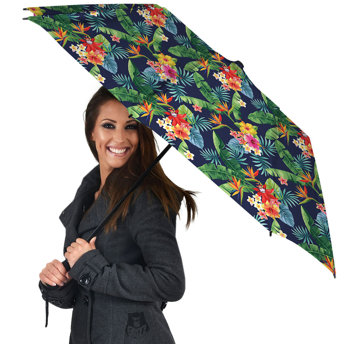 Flower Plumeria Vintage Print Pattern Umbrella-grizzshop