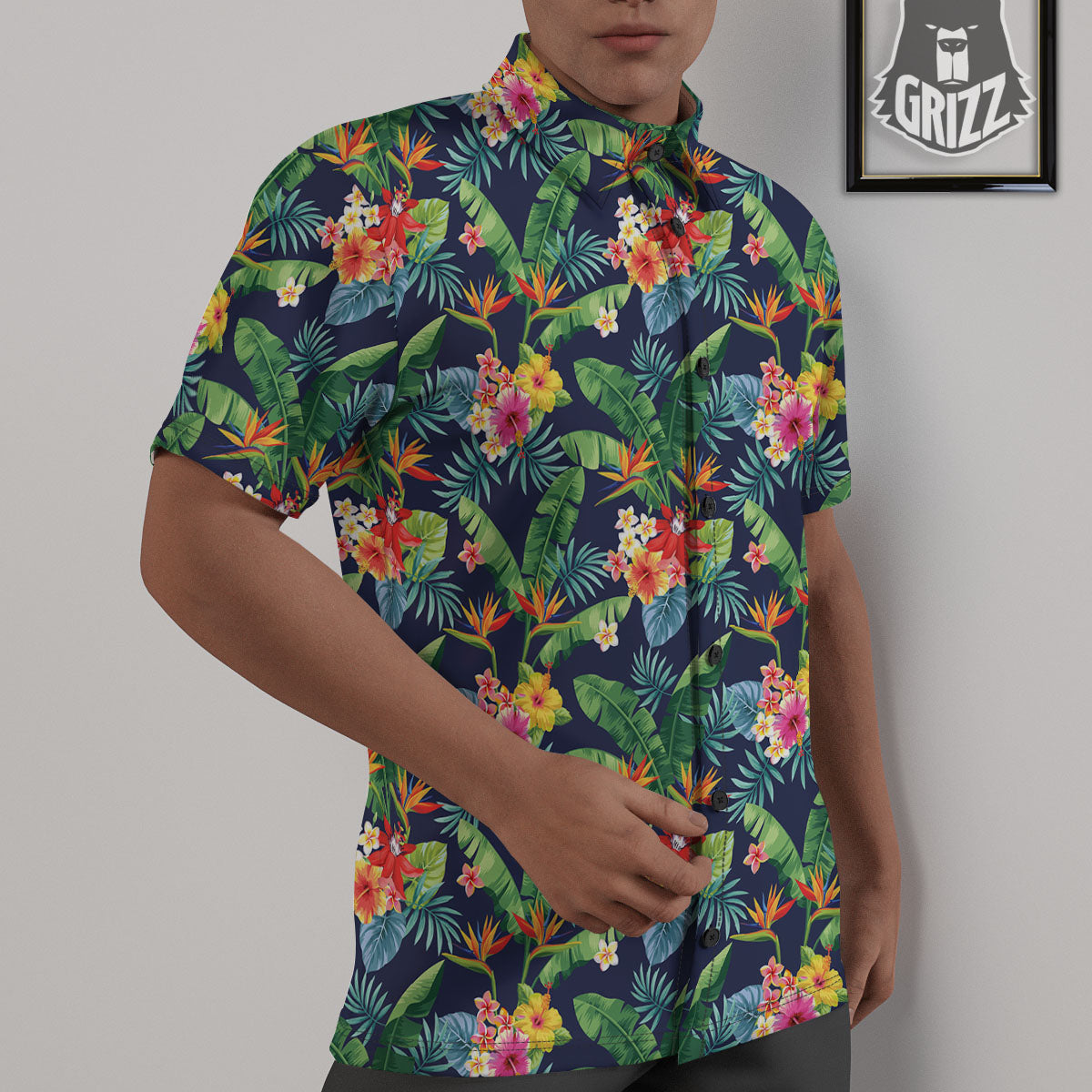 Flower Plumeria Vintage Print Pattern Untucked Shirts-grizzshop