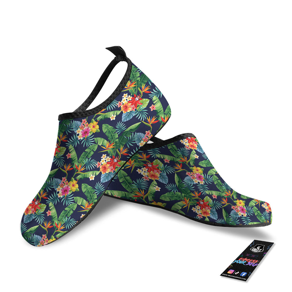 Flower Plumeria Vintage Print Pattern Water Shoes-grizzshop