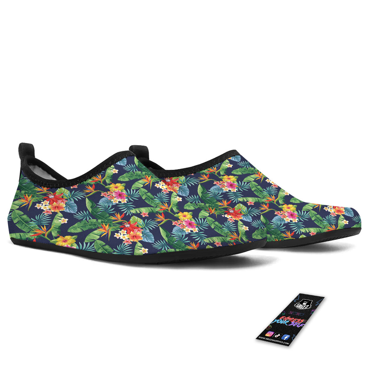 Flower Plumeria Vintage Print Pattern Water Shoes-grizzshop