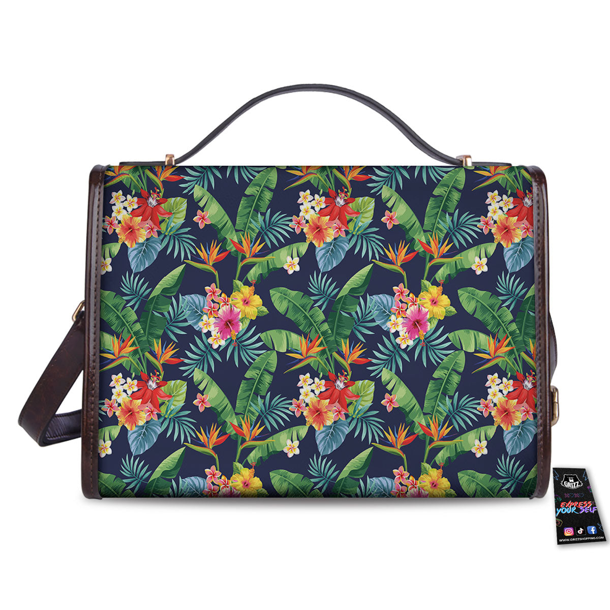 Flower Plumeria Vintage Print Pattern Women's Satchel Bag-grizzshop