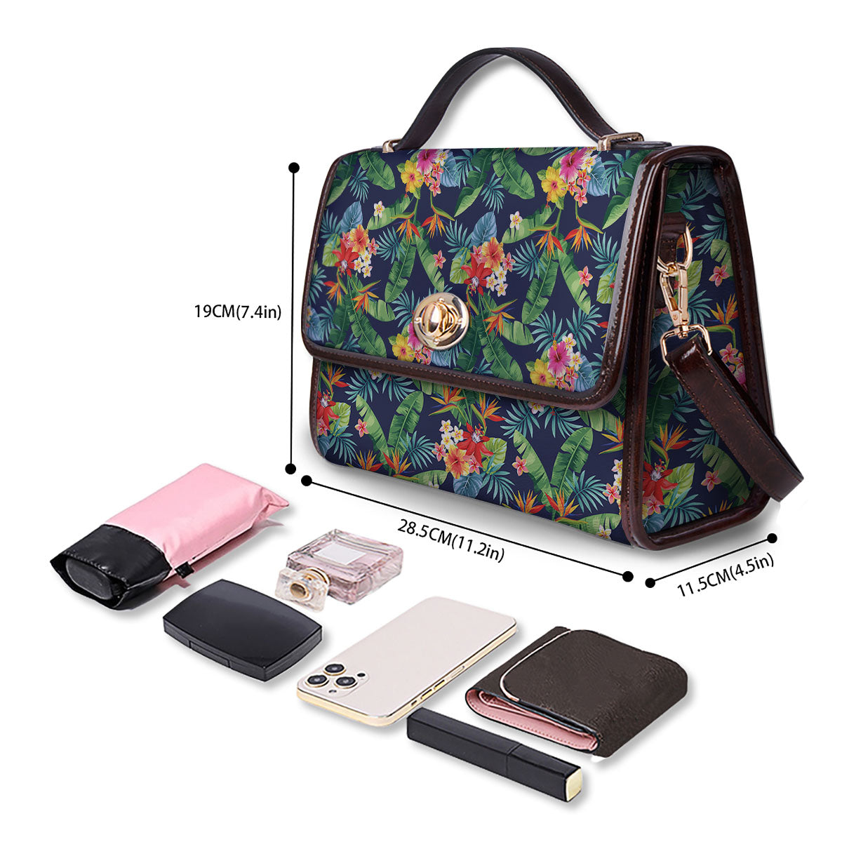 Flower Plumeria Vintage Print Pattern Women's Satchel Bag-grizzshop