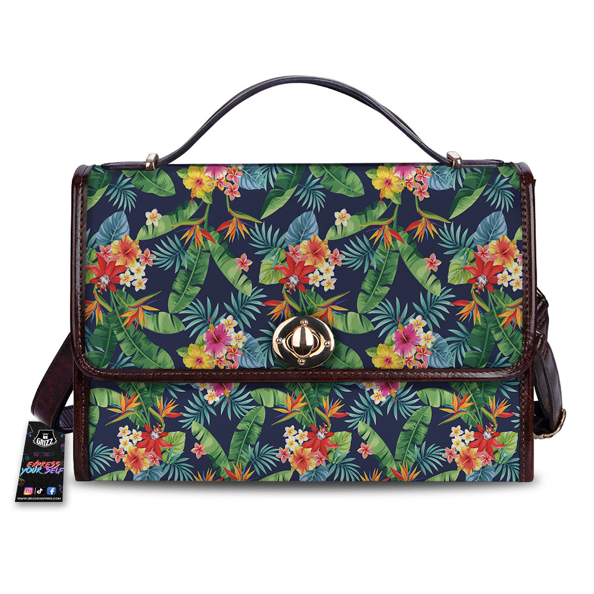 Flower Plumeria Vintage Print Pattern Women's Satchel Bag-grizzshop