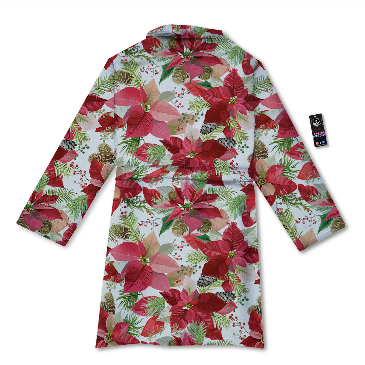 Flower Poinsettia Print Pattern Bathrobe-grizzshop