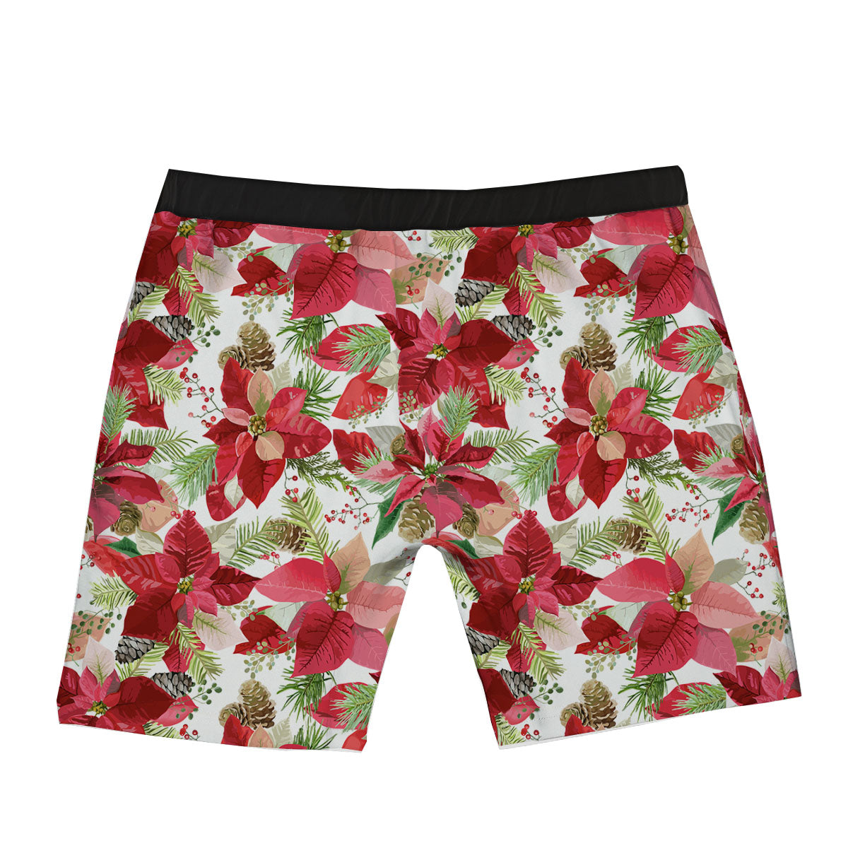 Flower Poinsettia Print Pattern Boxer Briefs-grizzshop