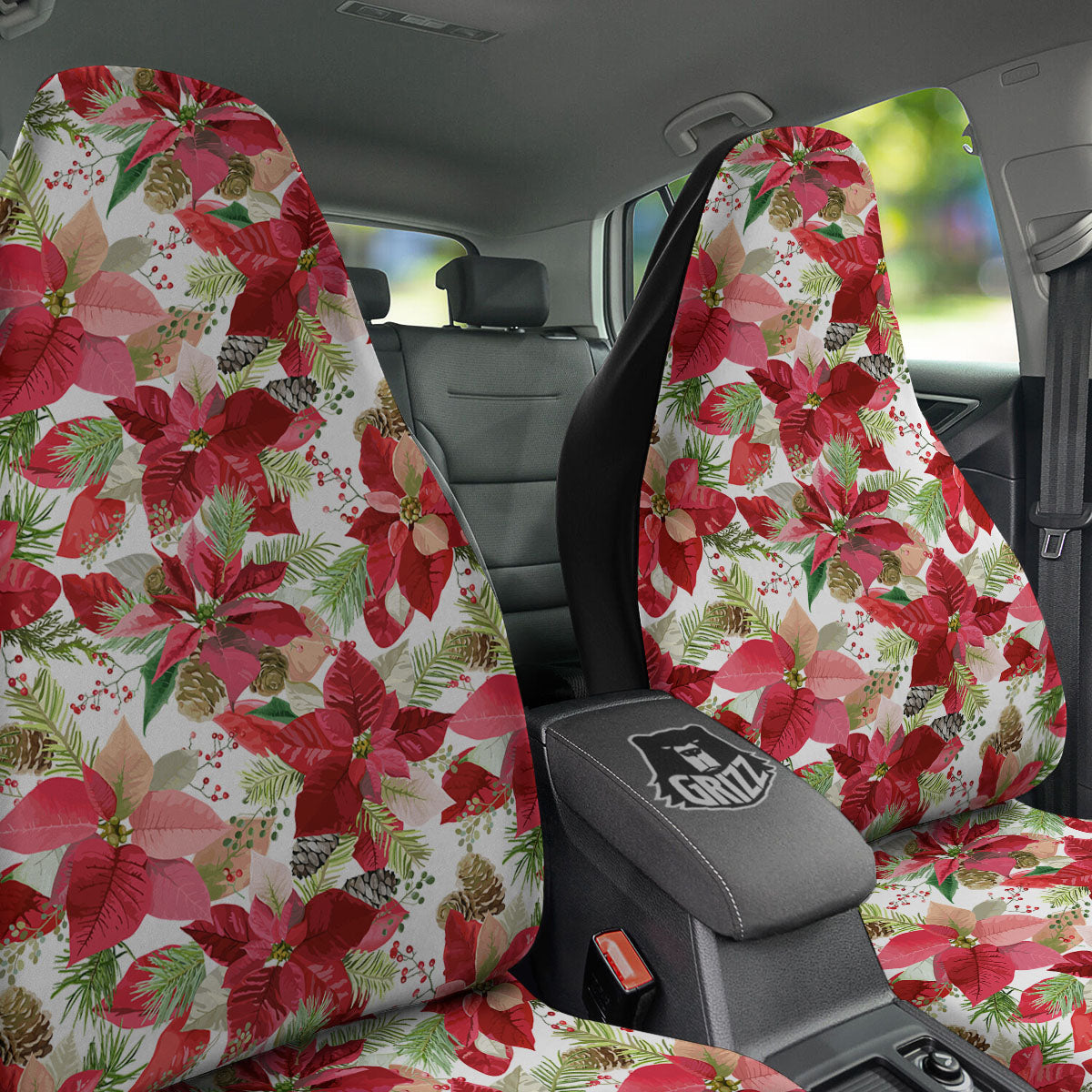 Flower Poinsettia Print Pattern Car Seat Covers-grizzshop