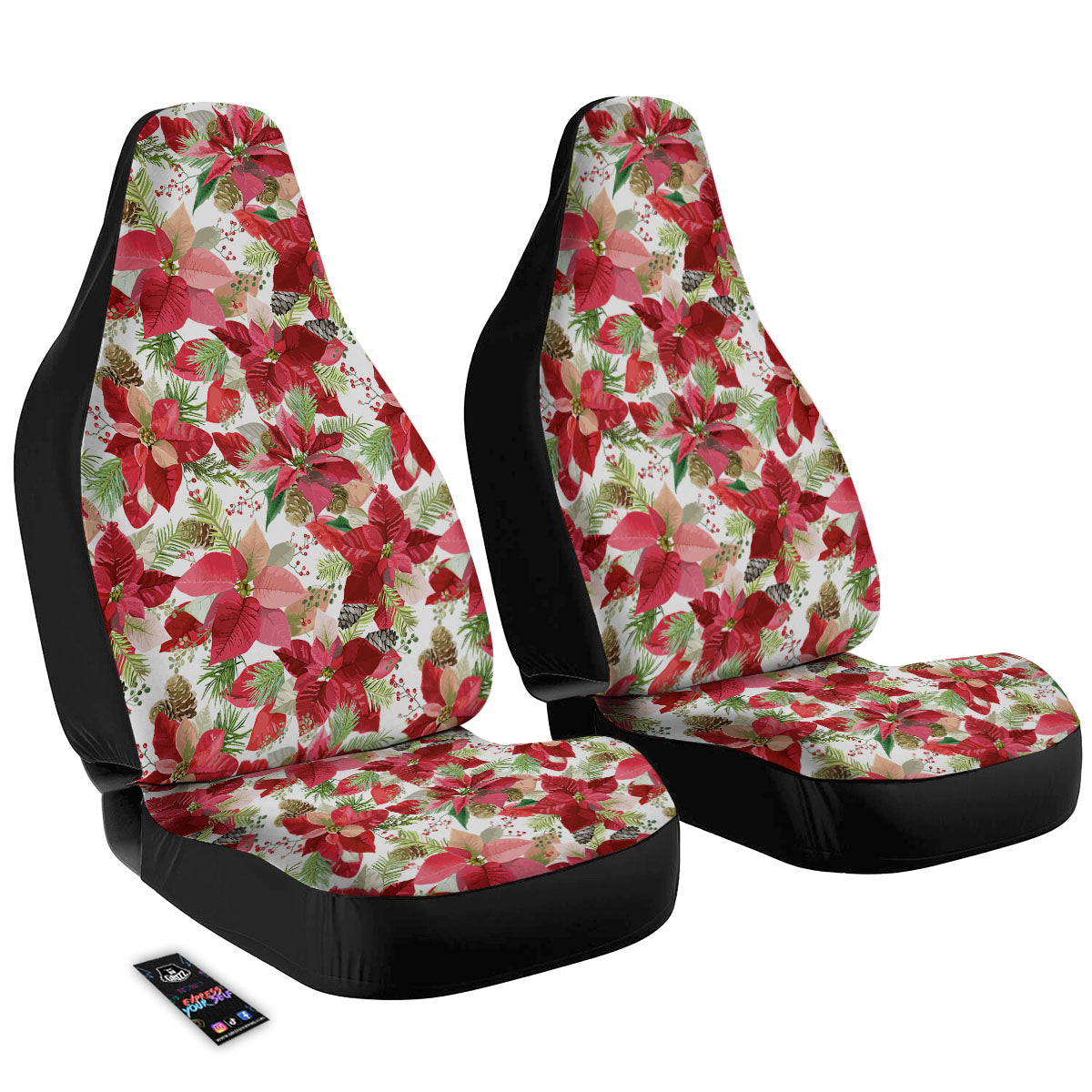 Flower Poinsettia Print Pattern Car Seat Covers-grizzshop