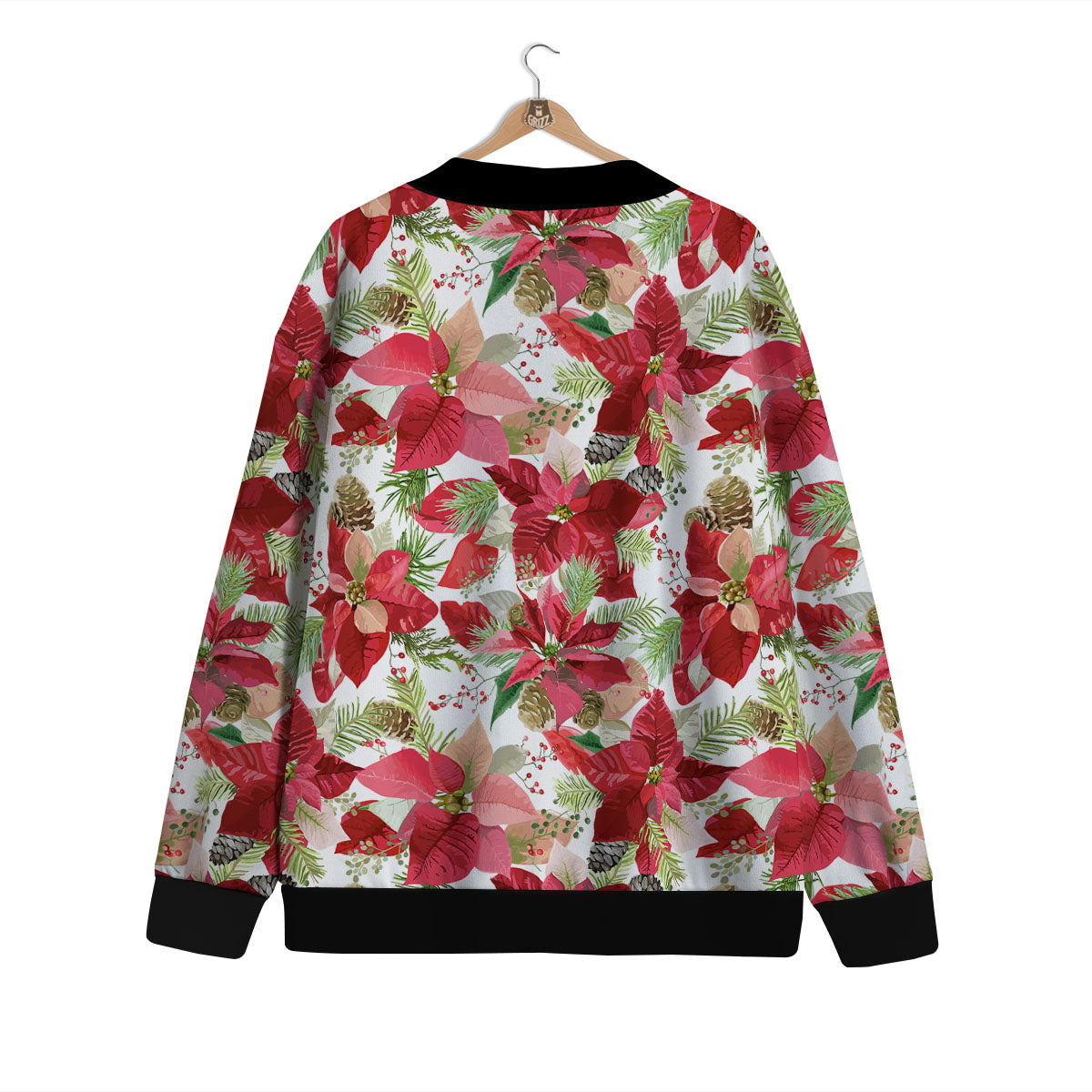 Flower Poinsettia Print Pattern Cardigan-grizzshop
