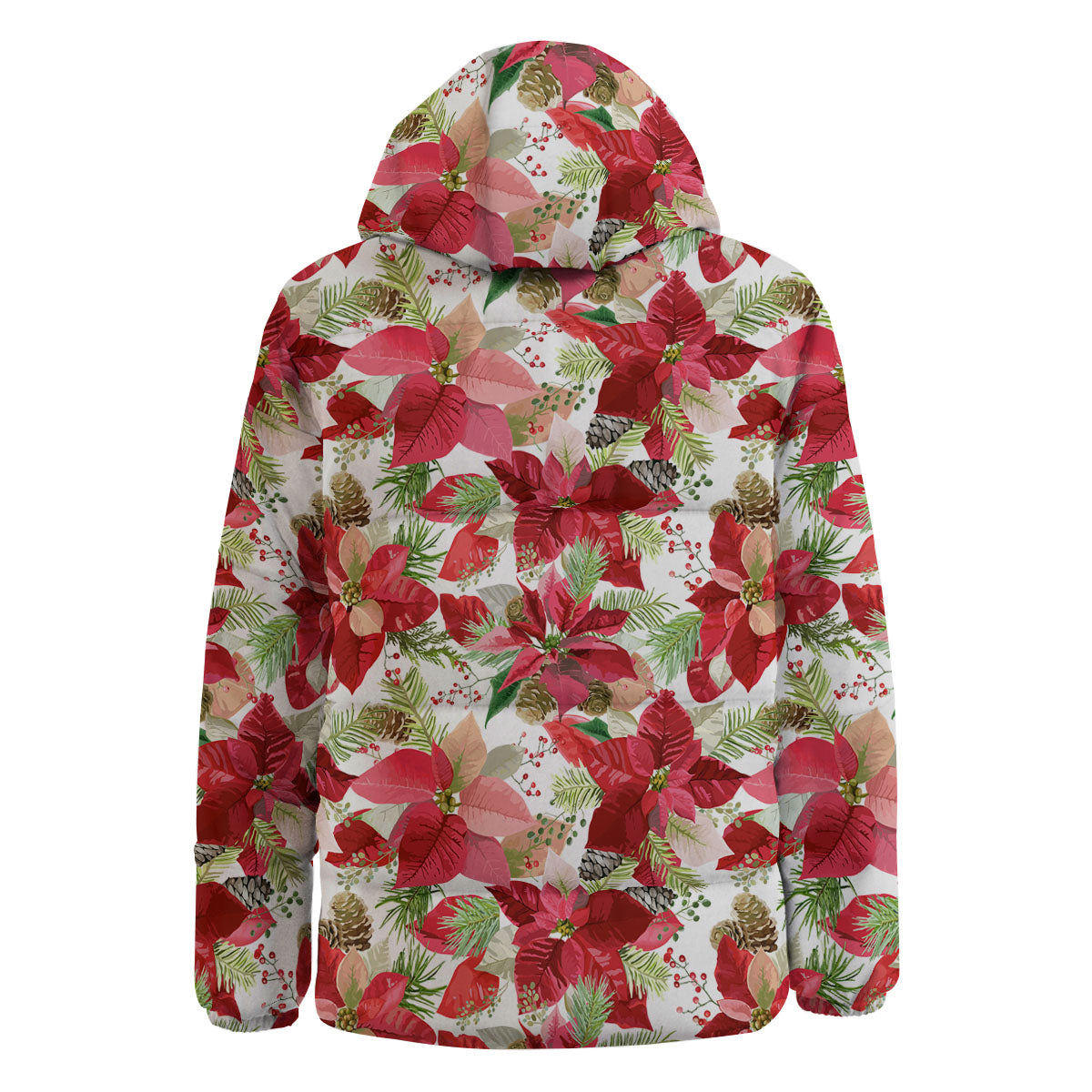 Flower Poinsettia Print Pattern Down Jacket-grizzshop