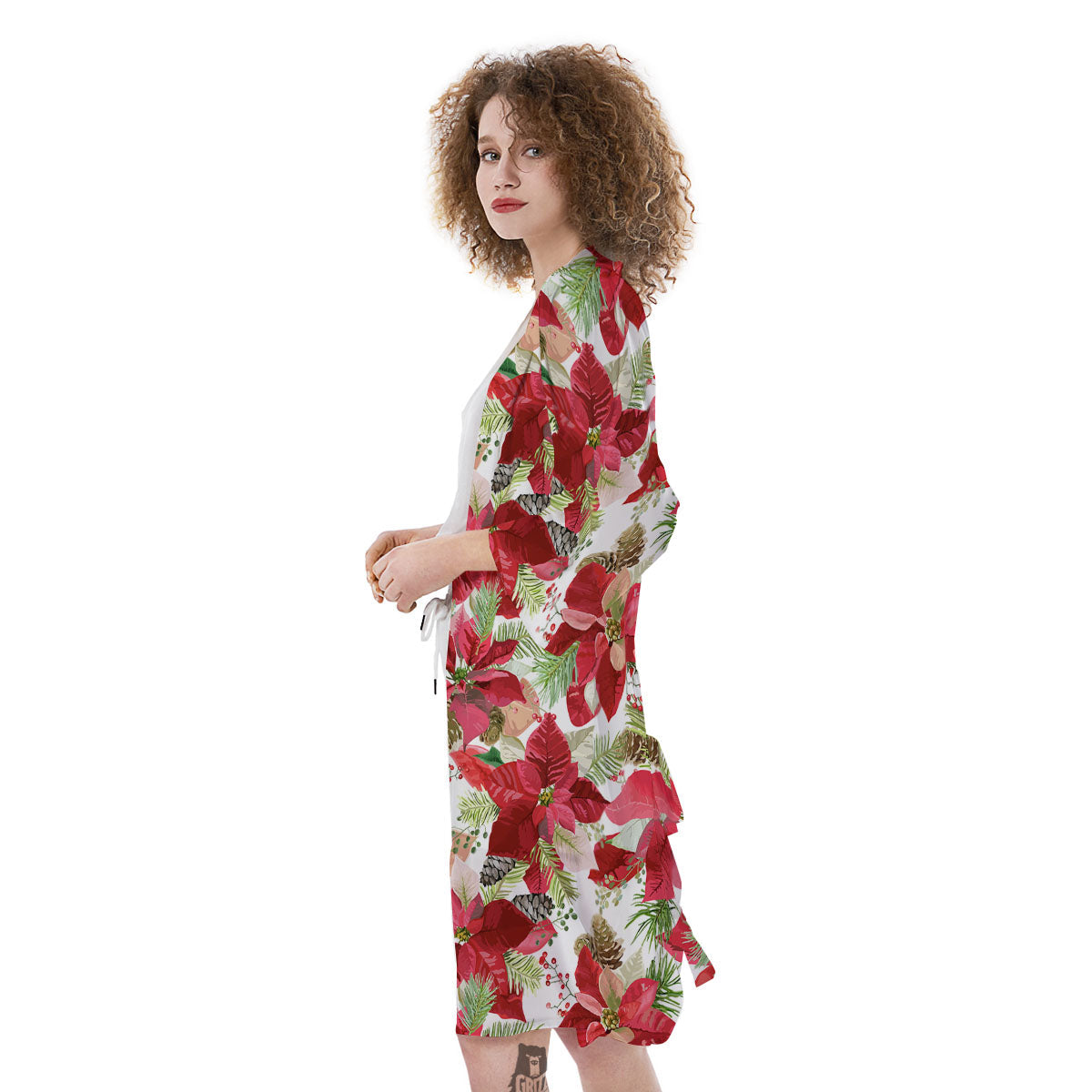 Flower Poinsettia Print Pattern Kimono-grizzshop