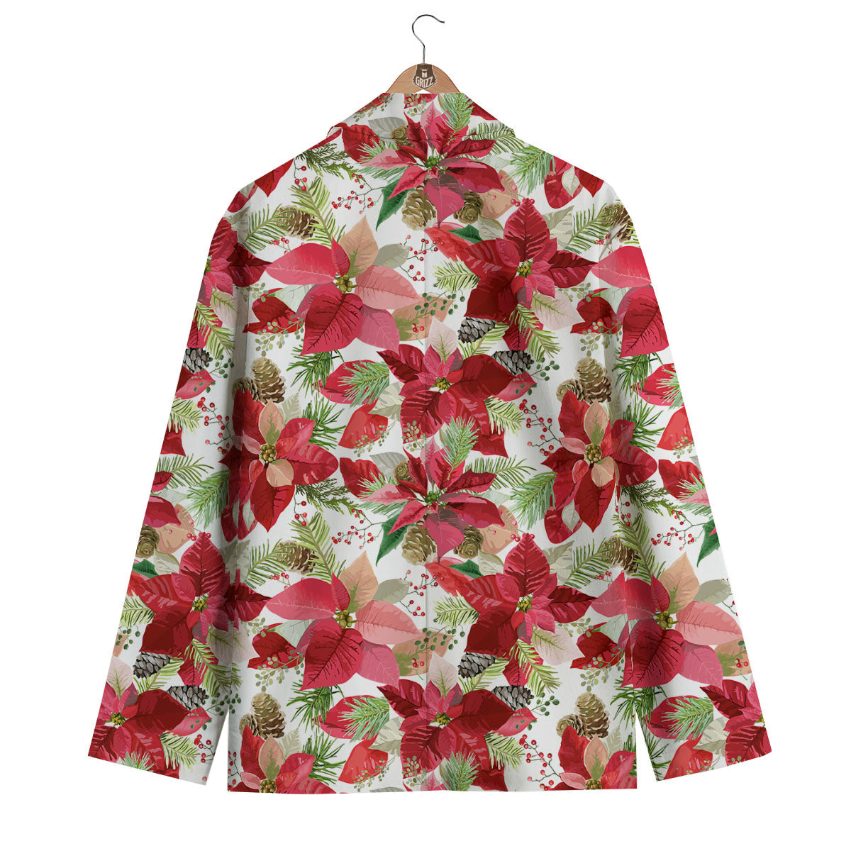 Flower Poinsettia Print Pattern Men's Blazer-grizzshop
