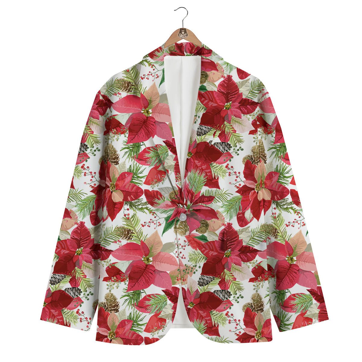 Flower Poinsettia Print Pattern Men's Blazer-grizzshop