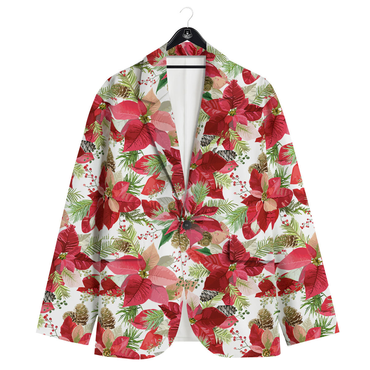 Flower Poinsettia Print Pattern Men's Sport Coat-grizzshop
