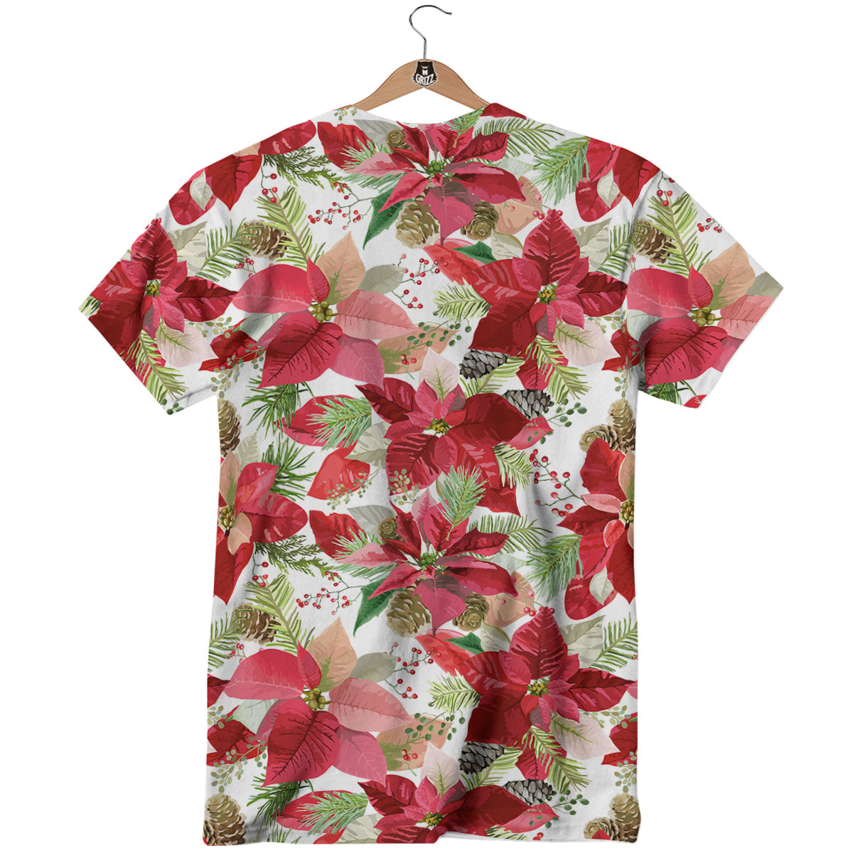 Flower Poinsettia Print Pattern T-Shirt-grizzshop