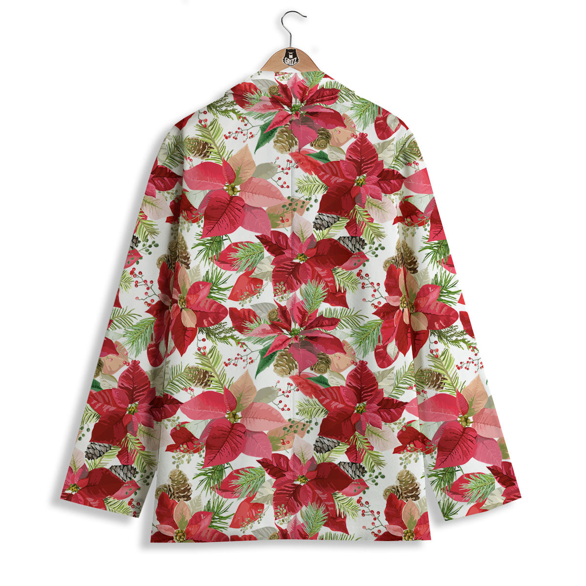 Flower Poinsettia Print Pattern Women's Blazer-grizzshop