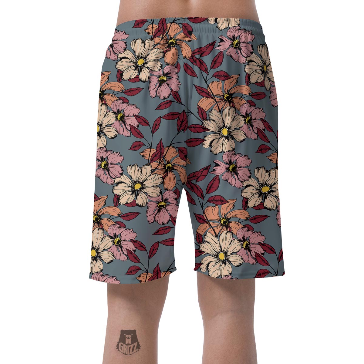 Flower Print Men's Shorts-grizzshop