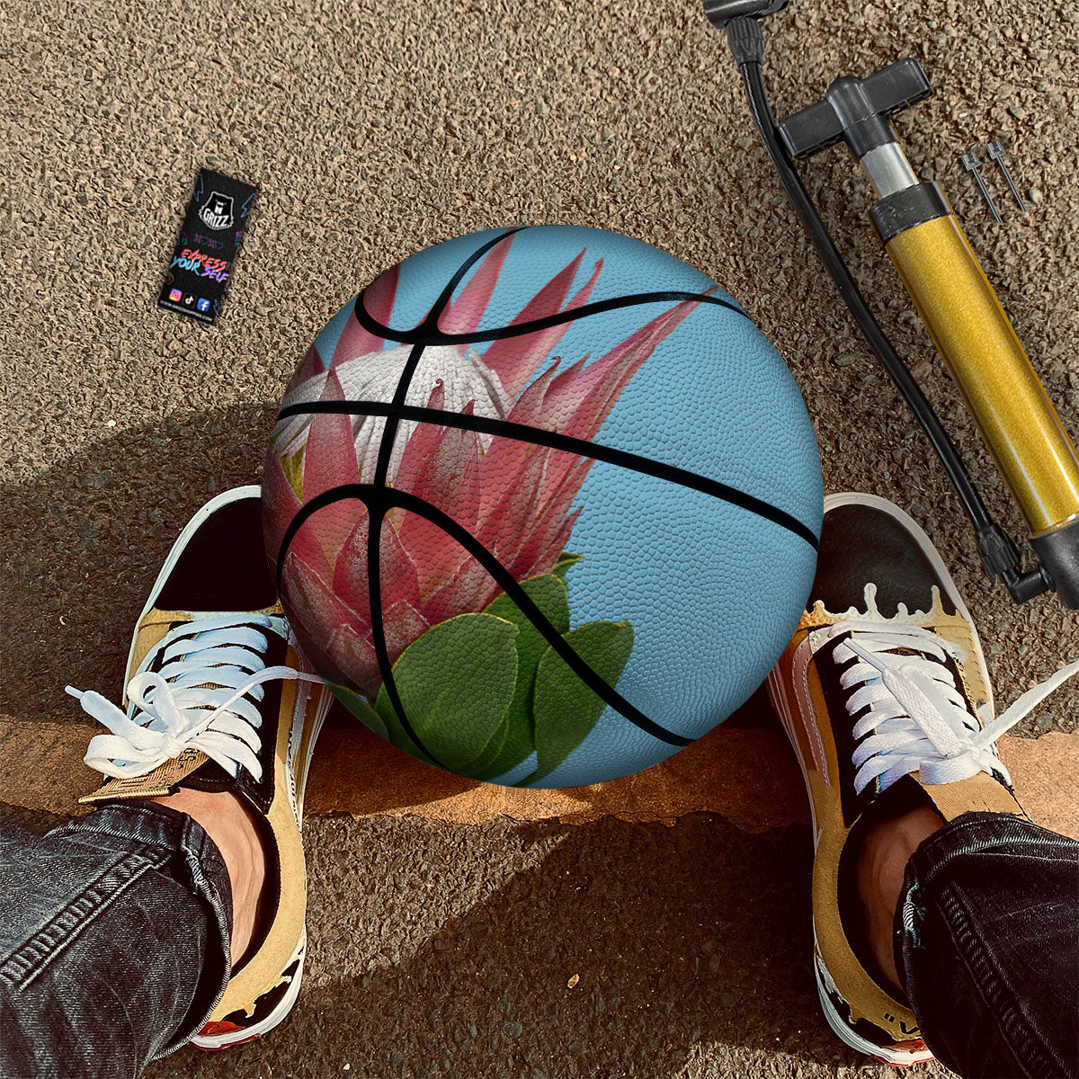 Flower Protea Print Basketball-grizzshop