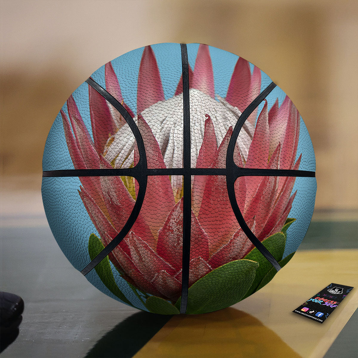 Flower Protea Print Basketball-grizzshop