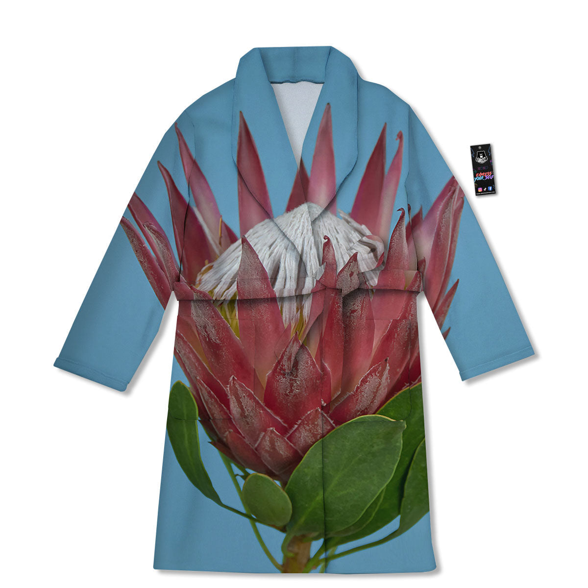 Flower Protea Print Bathrobe-grizzshop