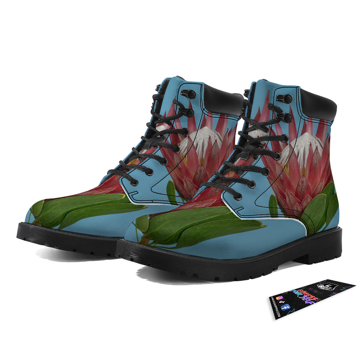 Flower Protea Print Boots-grizzshop
