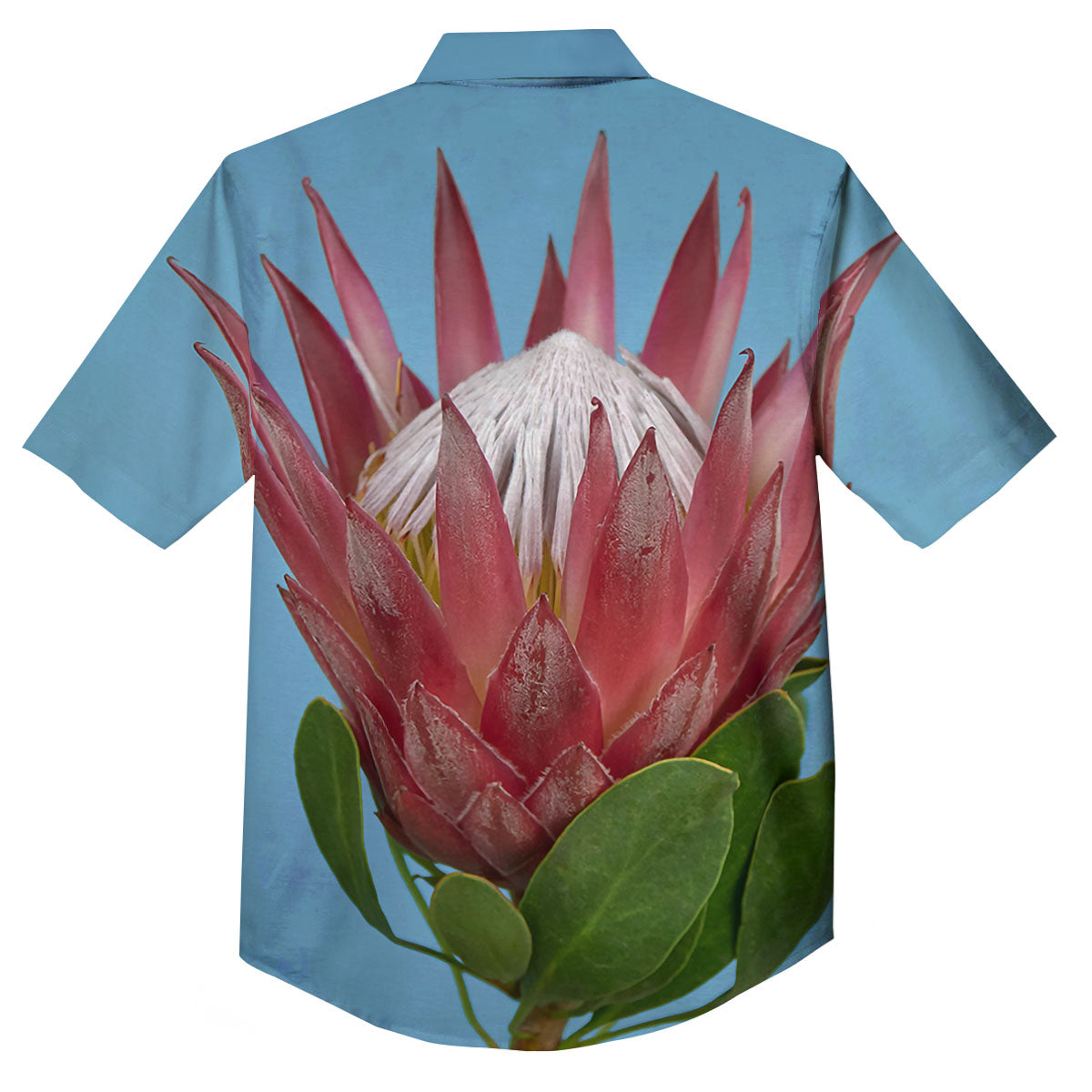 Flower Protea Print Button Up Shirt-grizzshop