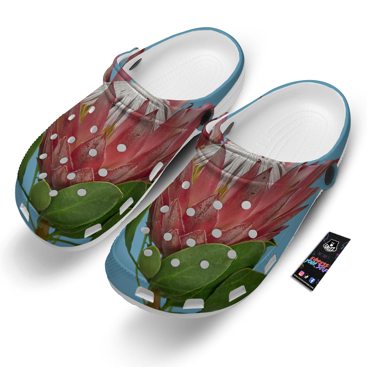 Flower Protea Print Clog-grizzshop