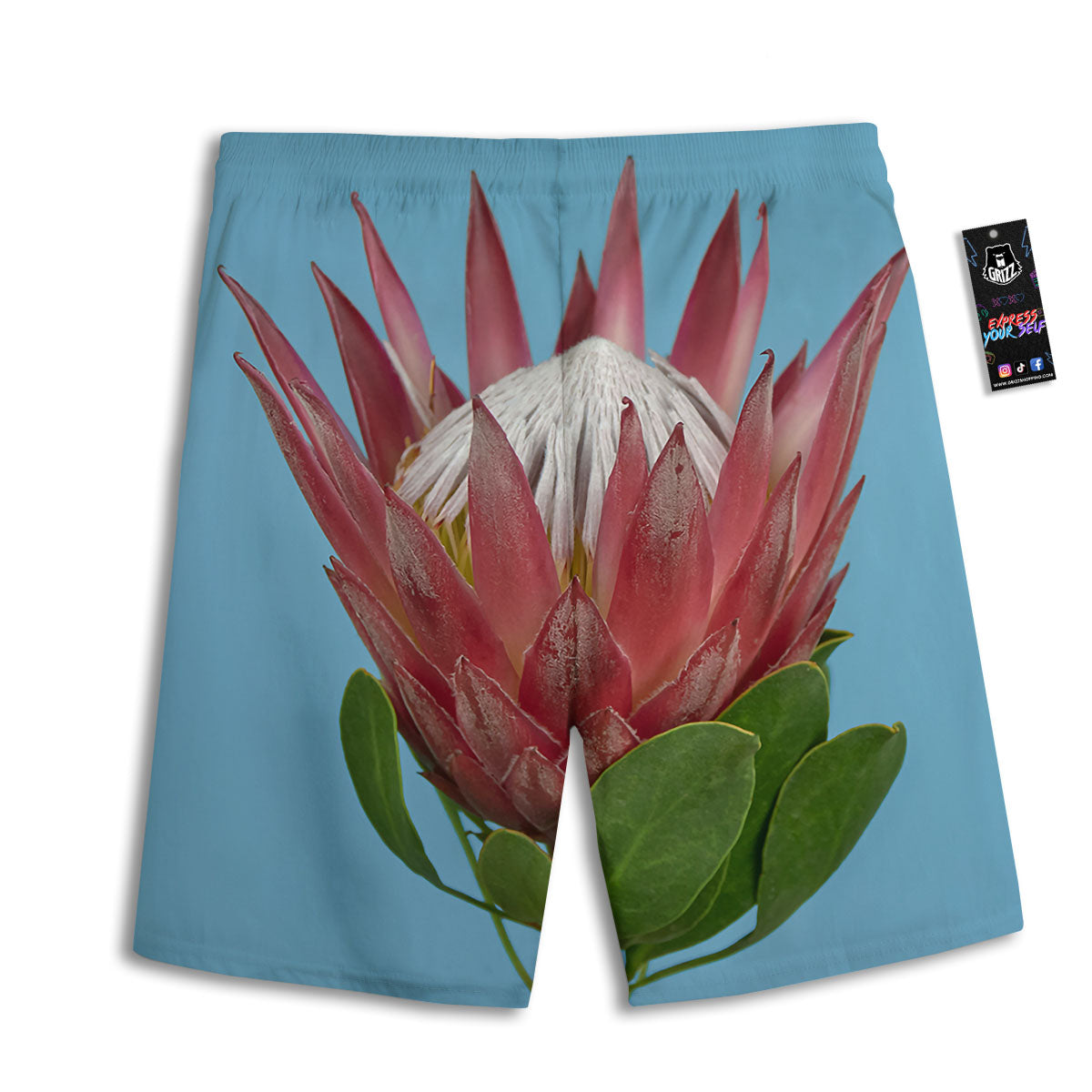 Flower Protea Print Men's Athletic Shorts