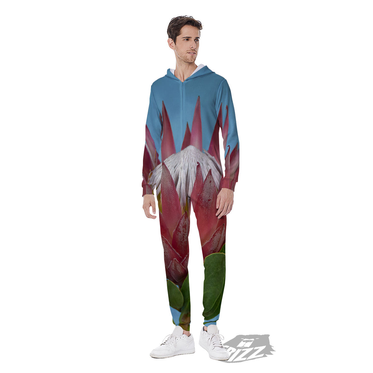 Flower Protea Print Men's Jumpsuit-grizzshop