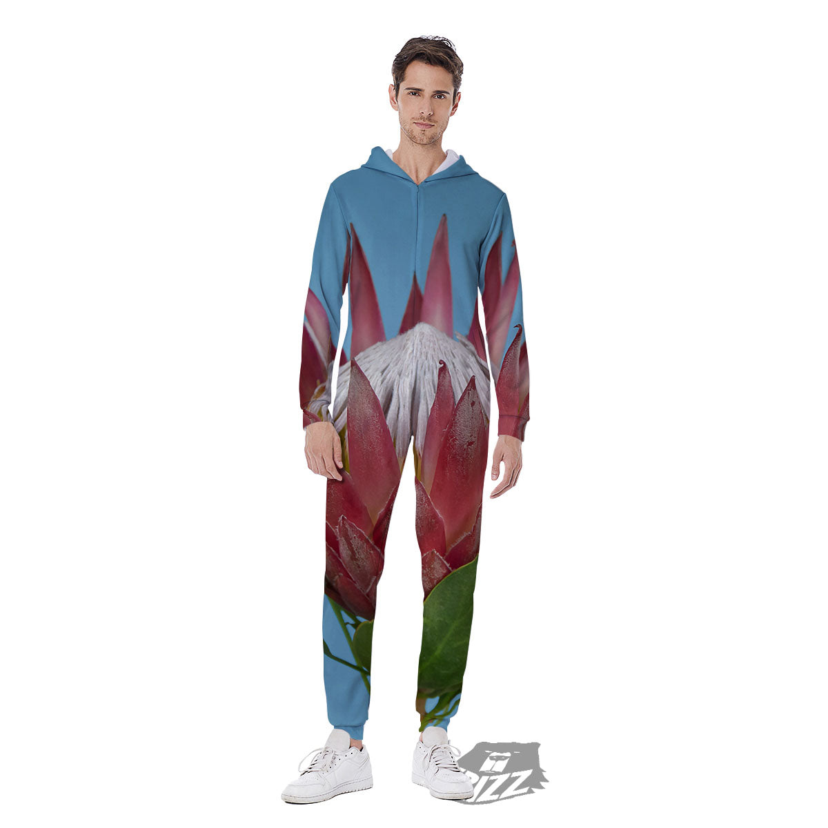 Flower Protea Print Men's Jumpsuit-grizzshop