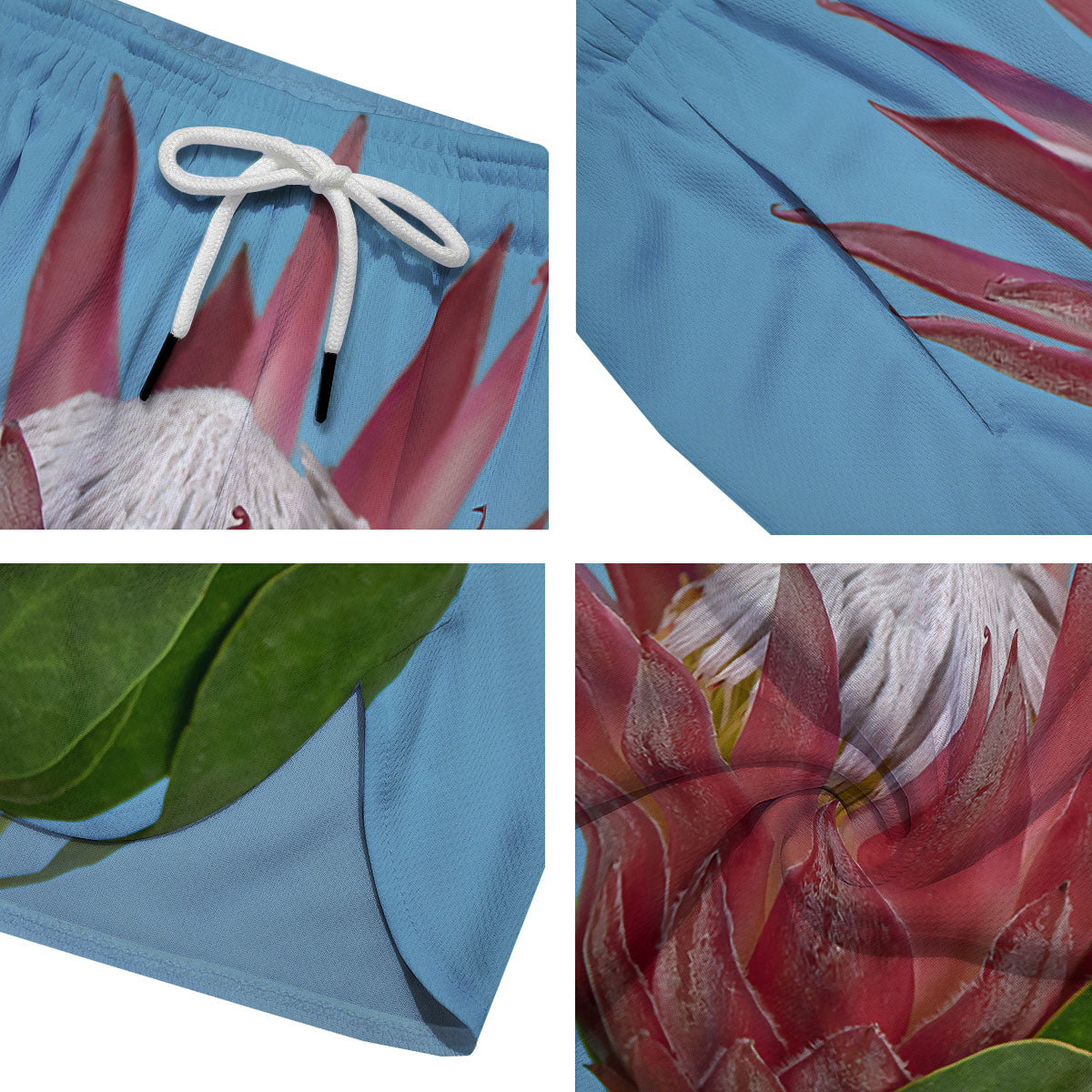 Flower Protea Print Men's Running Shorts-grizzshop