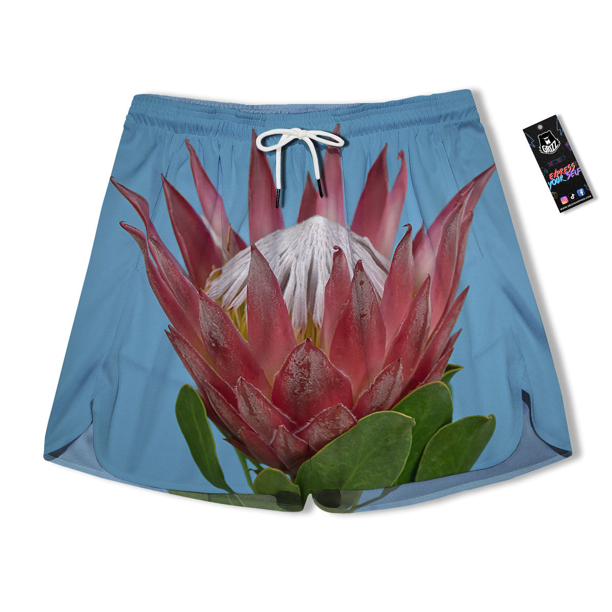 Flower Protea Print Men's Running Shorts-grizzshop