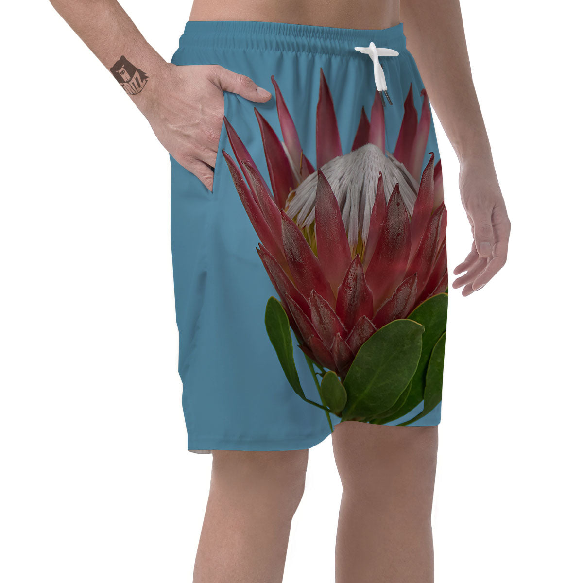 Flower Protea Print Men's Shorts-grizzshop