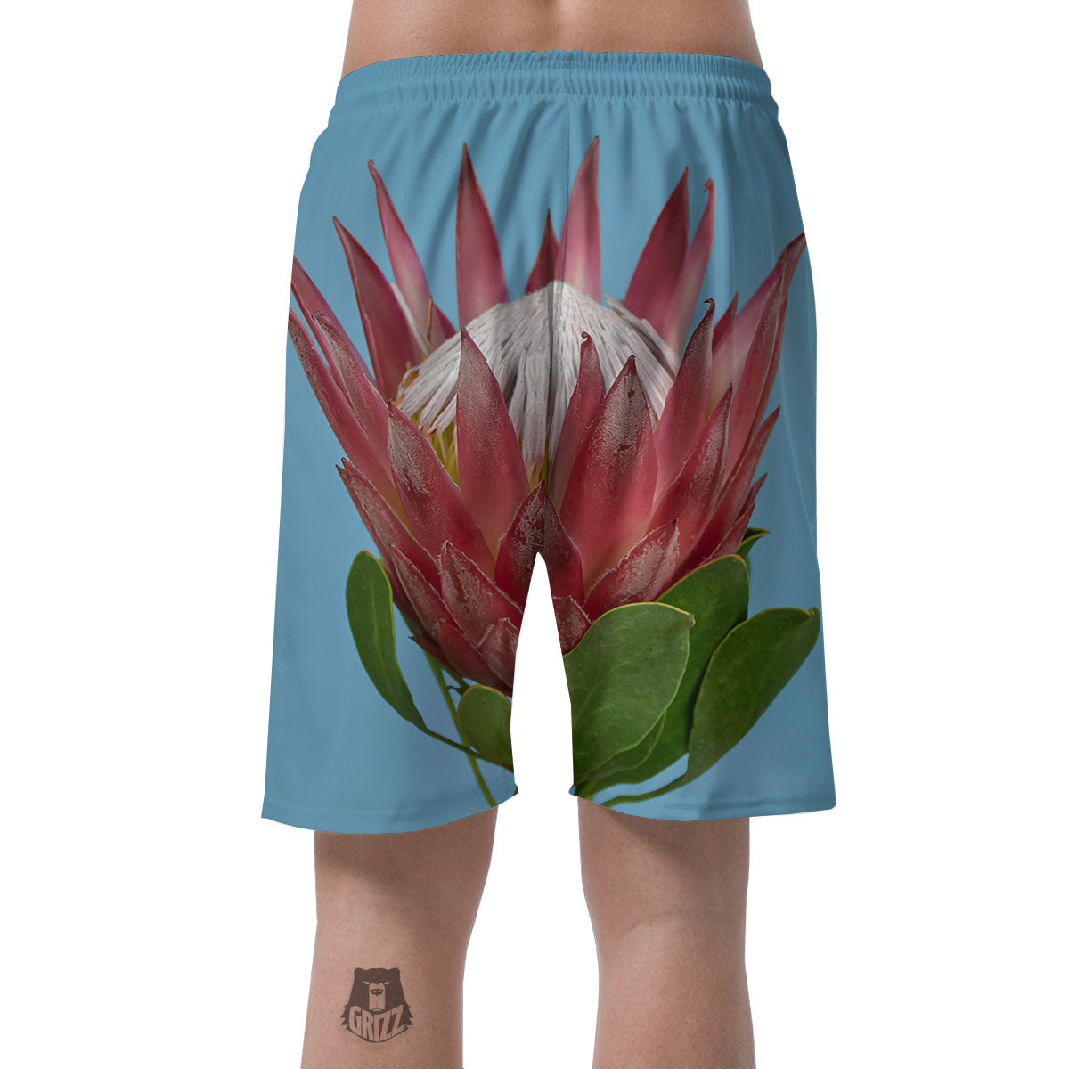 Flower Protea Print Men's Shorts-grizzshop