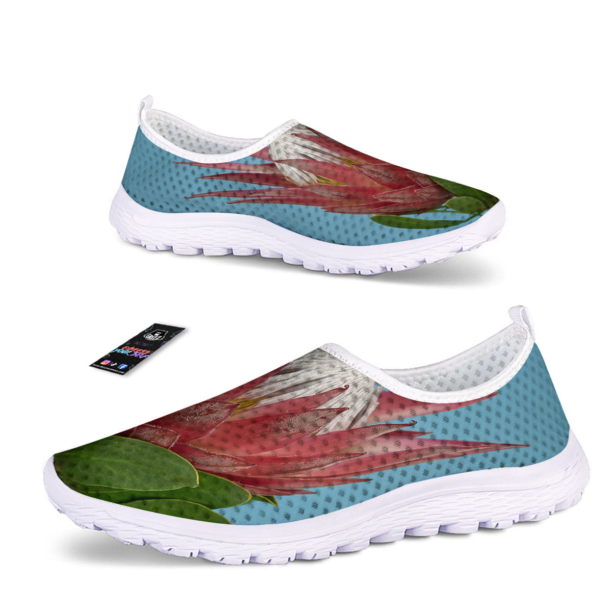 Flower Protea Print Nurse Shoes-grizzshop