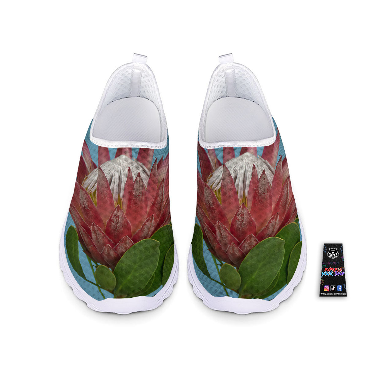 Flower Protea Print Nurse Shoes-grizzshop