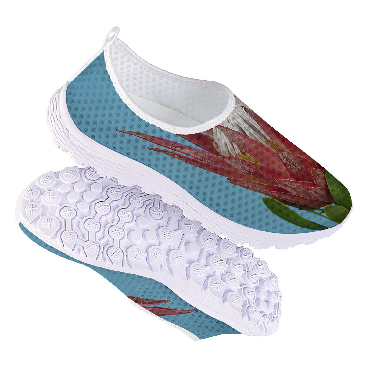 Flower Protea Print Nurse Shoes-grizzshop