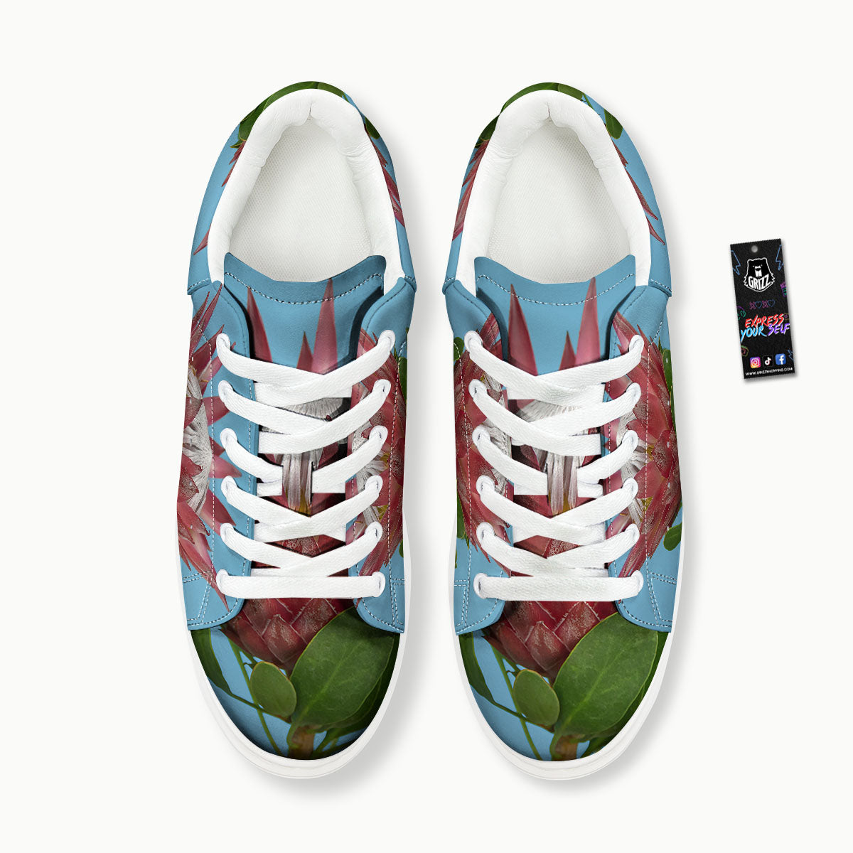 Flower Protea Print Platform Shoes-grizzshop