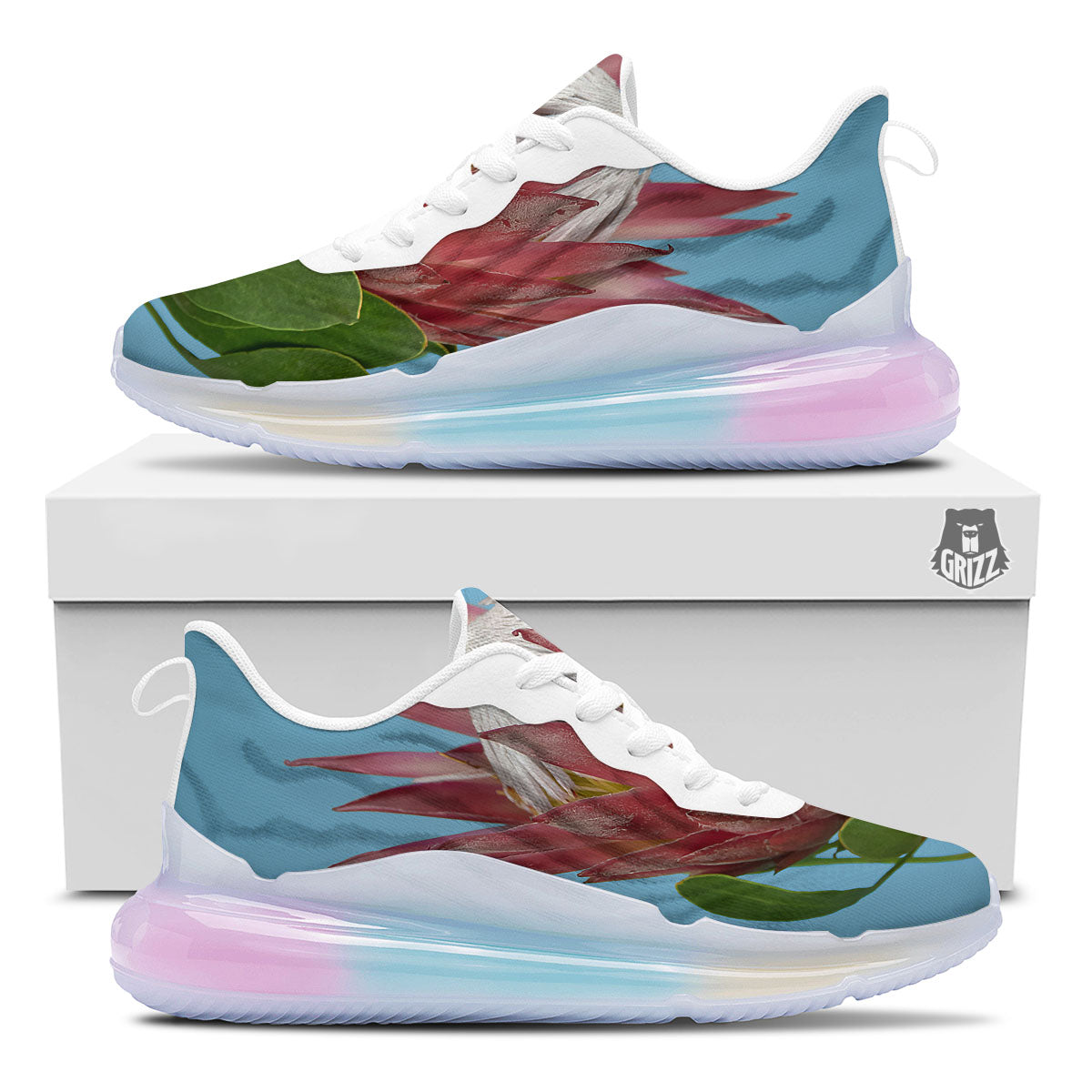 Flower Protea Print Running Sneakers-grizzshop