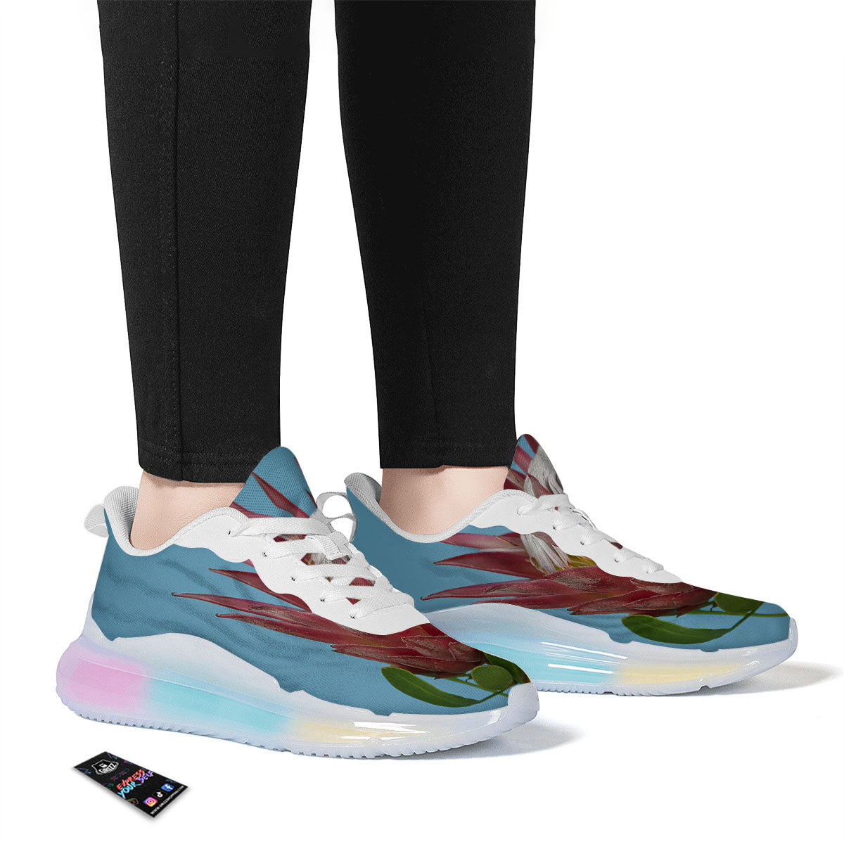 Flower Protea Print Running Sneakers-grizzshop
