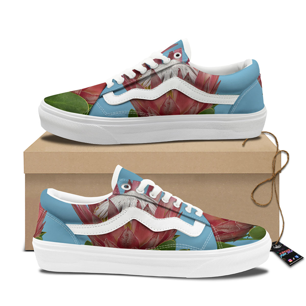 Flower Protea Print Skate Shoes-grizzshop