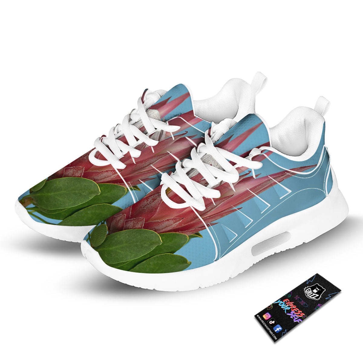 Flower Protea Print Tennis Shoes-grizzshop