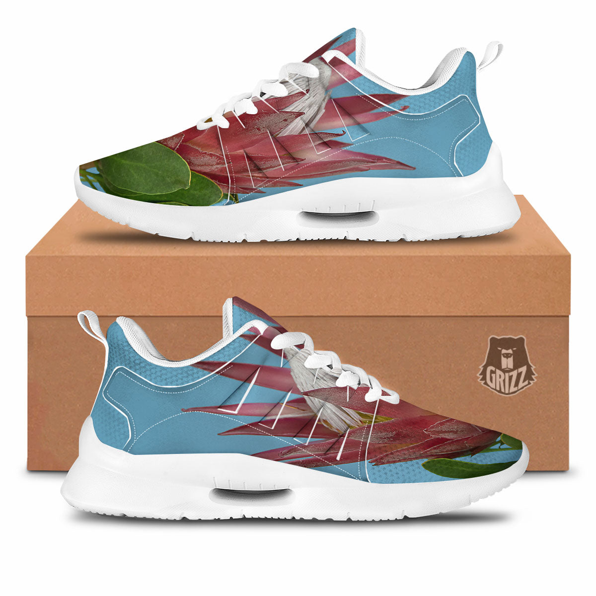 Flower Protea Print Tennis Shoes-grizzshop