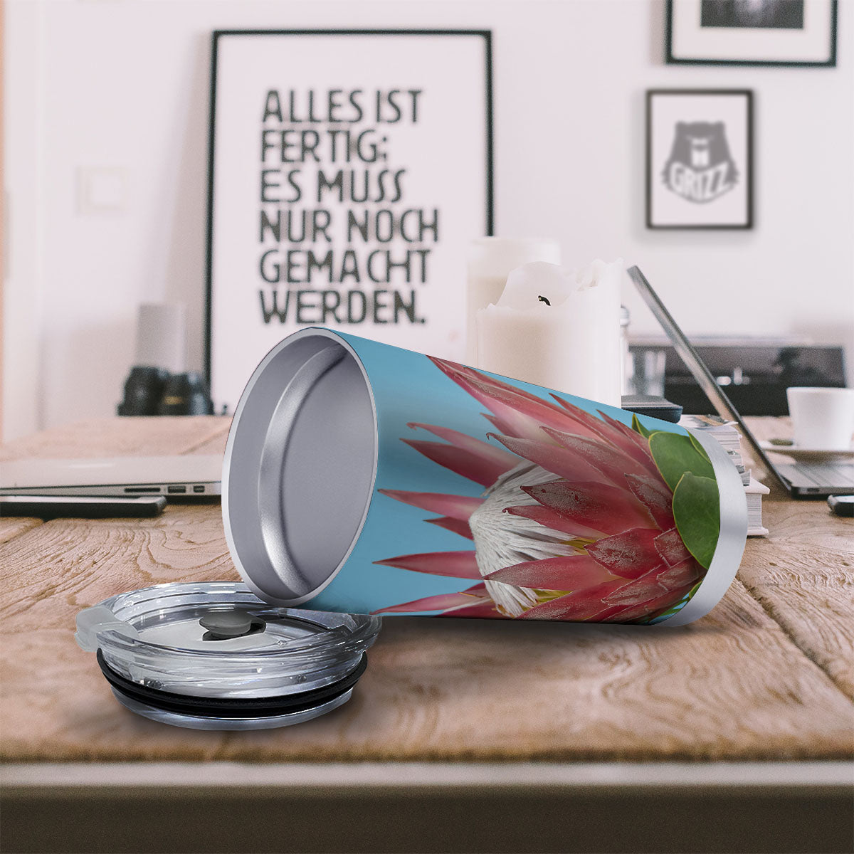 Flower Protea Print Tumbler-grizzshop