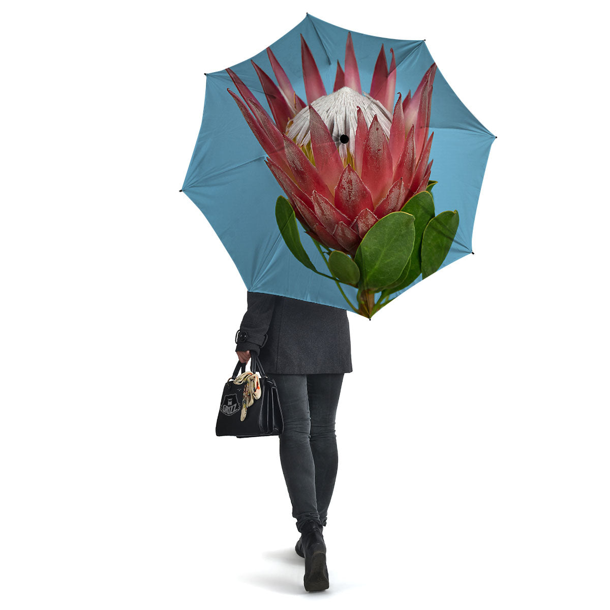 Flower Protea Print Umbrella-grizzshop