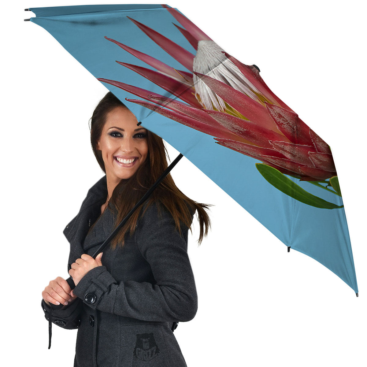 Flower Protea Print Umbrella-grizzshop