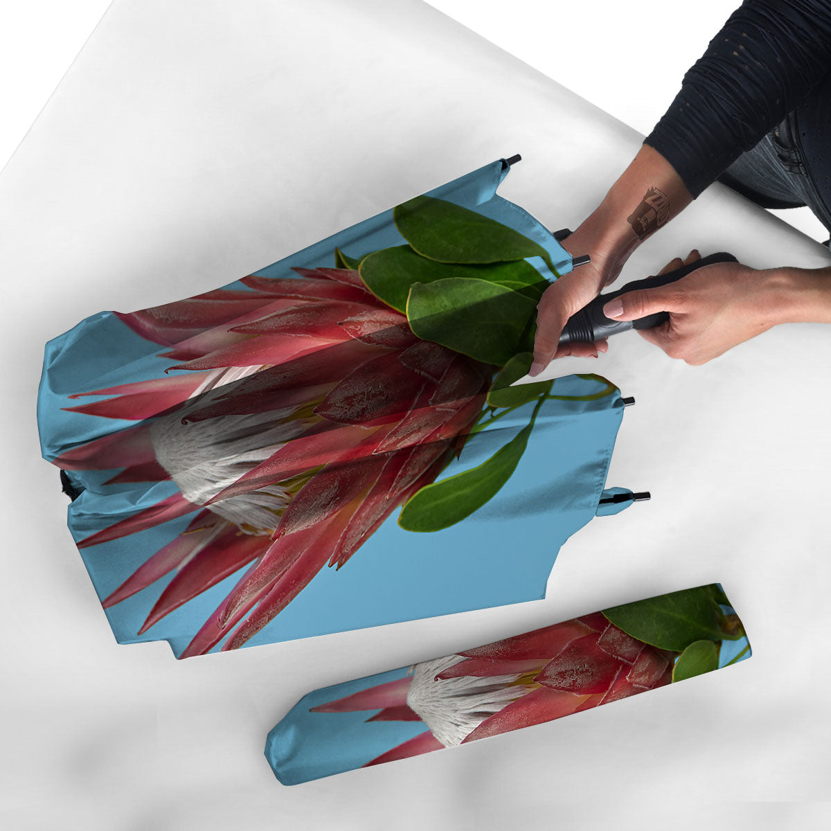 Flower Protea Print Umbrella-grizzshop