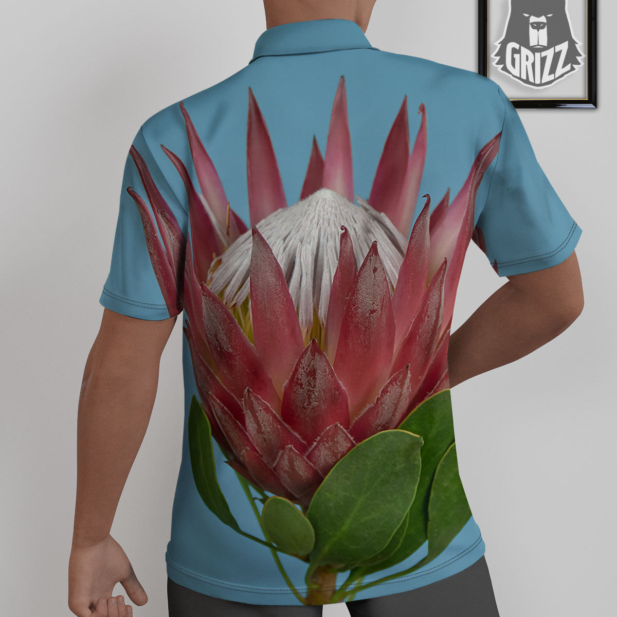 Flower Protea Print Untucked Shirts-grizzshop