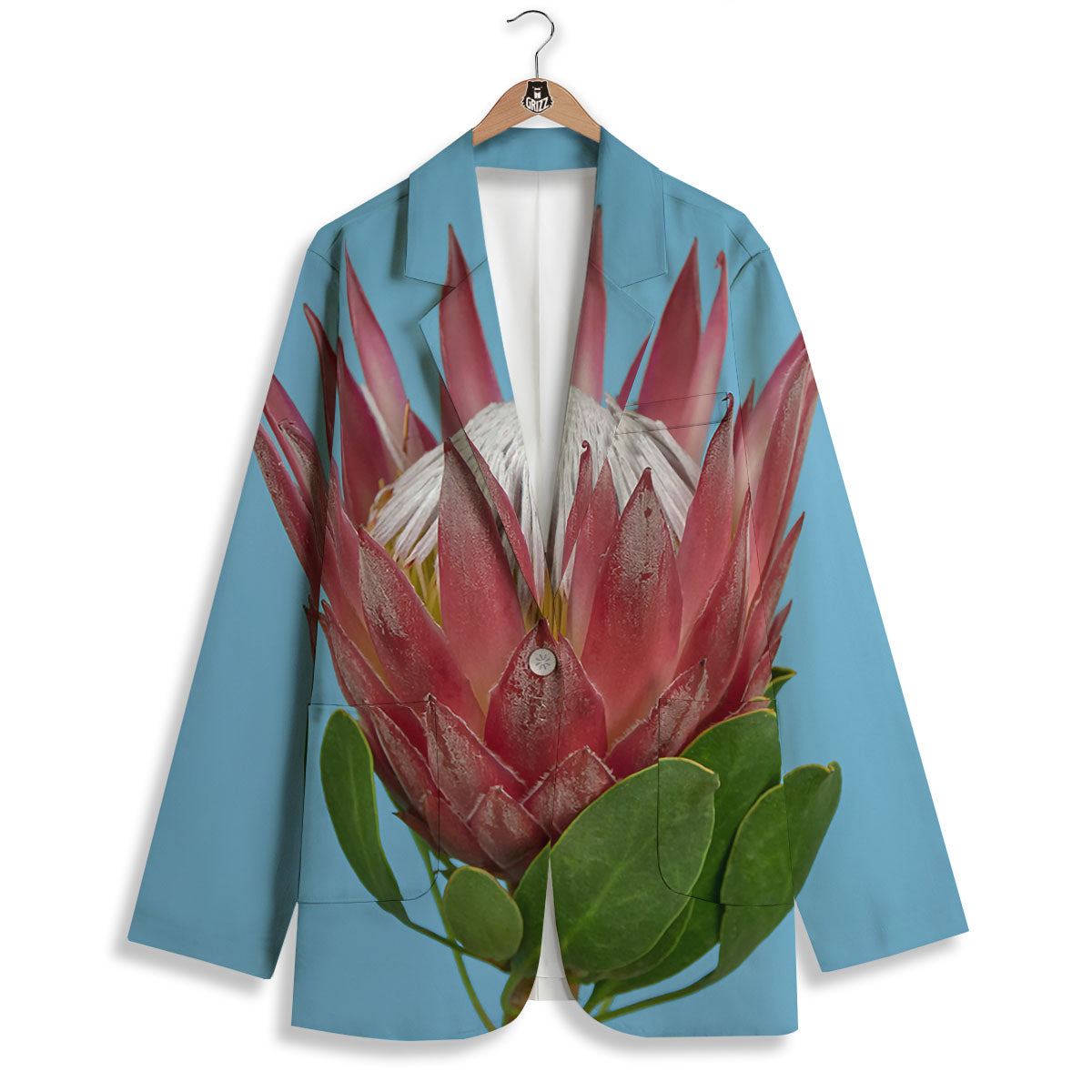 Flower Protea Print Women's Blazer-grizzshop