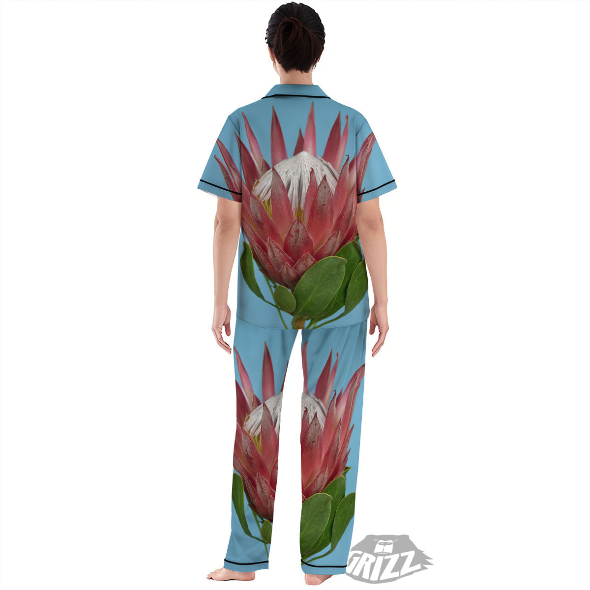 Flower Protea Print Women's Pajamas Set-grizzshop