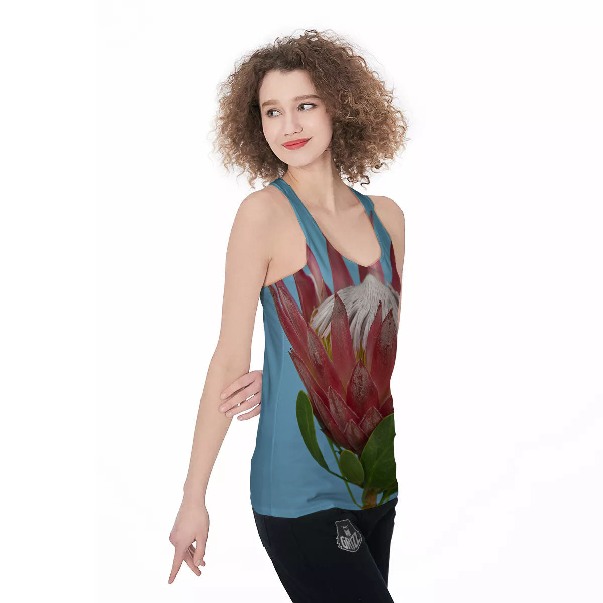 Flower Protea Print Women's Racerback Tank Top-grizzshop